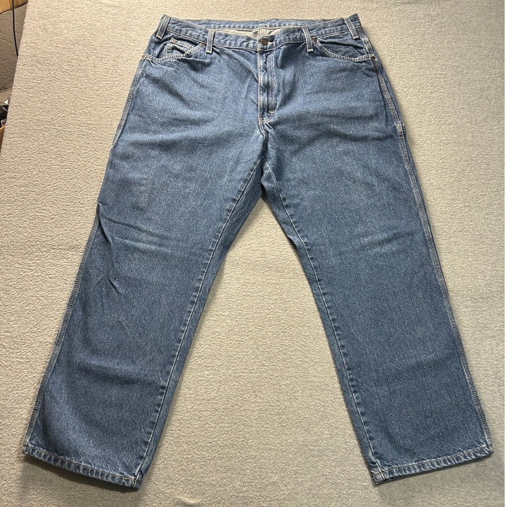 Dickies Carpenter Work Jeans Mens 40x30 Stonewashed Indigo Relaxed Straight Leg